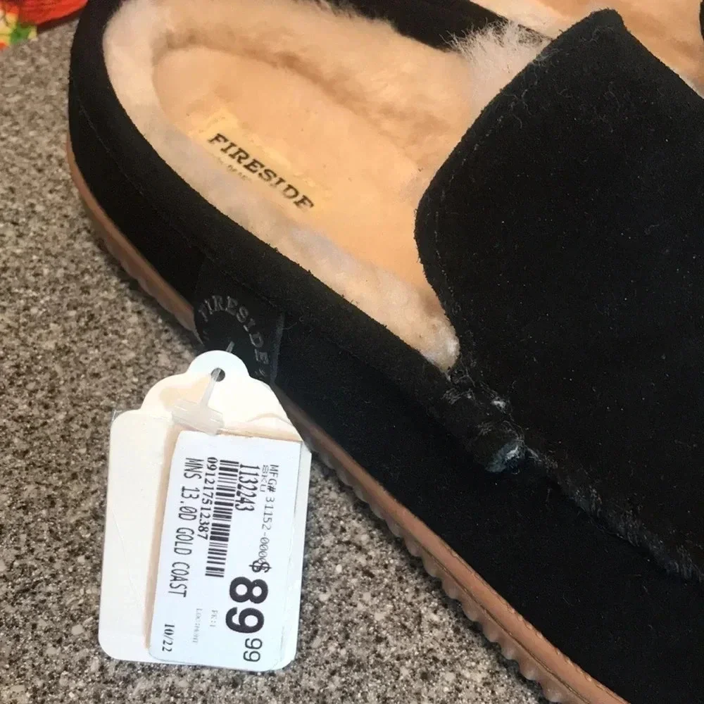 Fireside By Dearfoams Men's Gold Coast Black Size 13